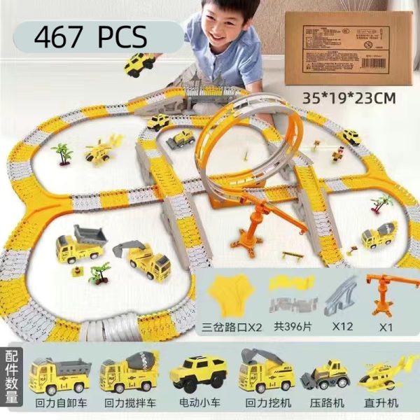 Track Car Toy Set Electric Glide Train Model with Puzzle Elements