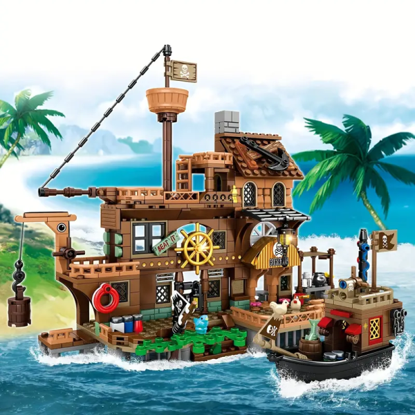 Creative Medieval Pirate Island Fortress – Castle & Ship Adventure Building Blocks Set - Image 3