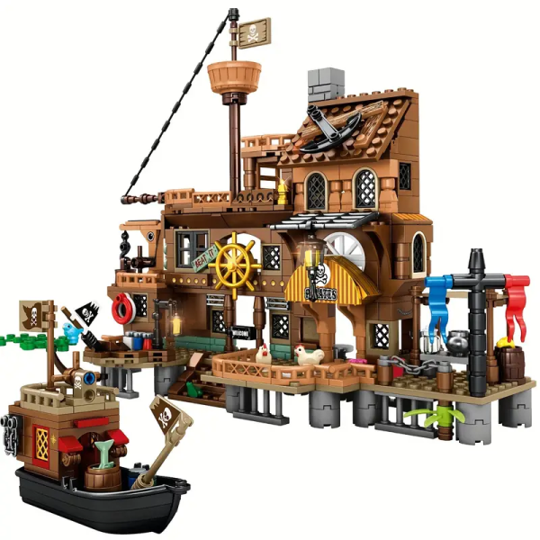 Creative Medieval Pirate Island Fortress – Castle & Ship Adventure Building Blocks Set - Image 4