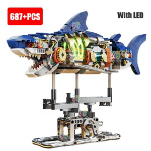 Ocean Mechanical Shark Model with LED Display