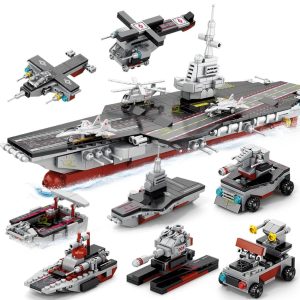 Military Ship Aircraft Cruiser Building Blocks Set