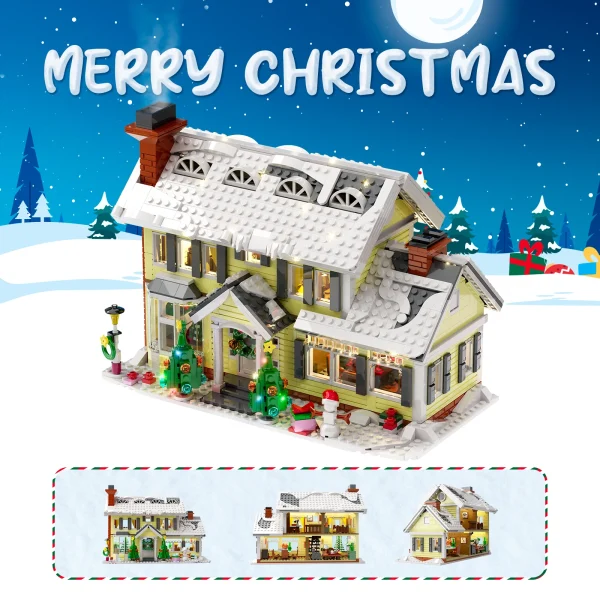 Building Blocks Christmas Snow Village House - Image 2