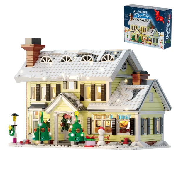 Building Blocks Christmas Snow Village House