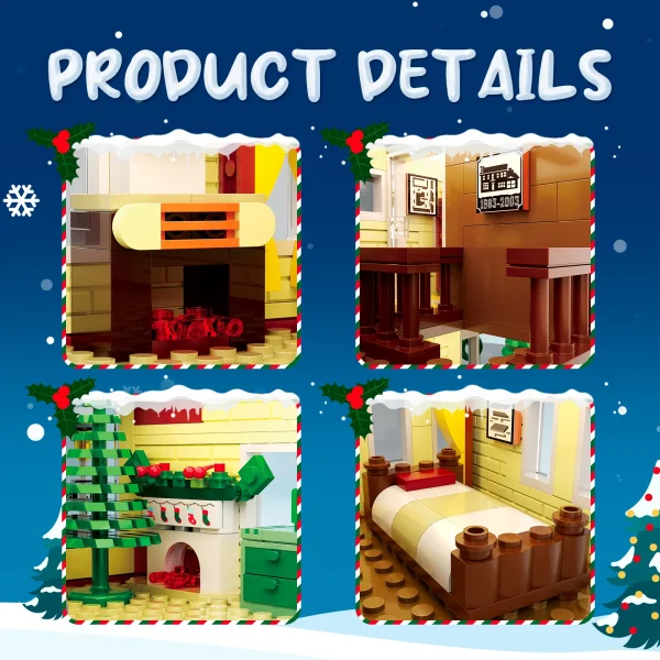 Building Blocks Christmas Snow Village House - Image 4