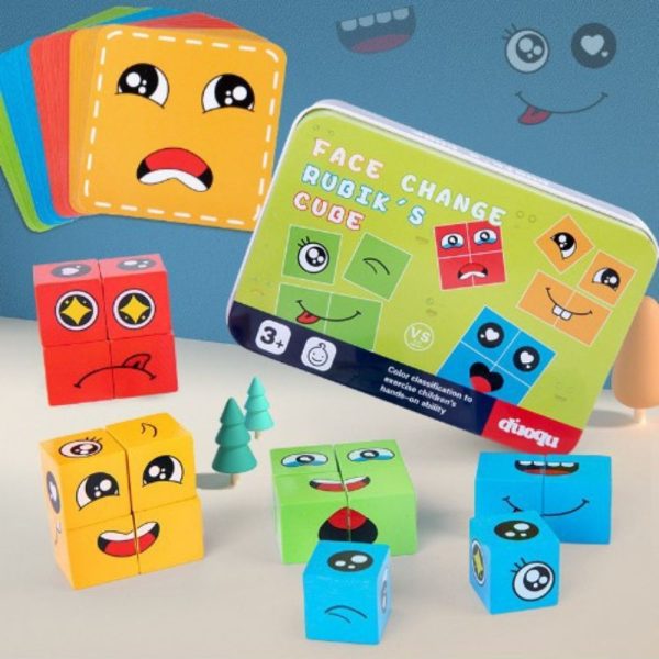 Kids Face Change Expression Puzzle Building Blocks - Image 4