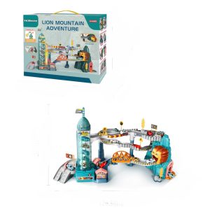 lion-themed car track playset