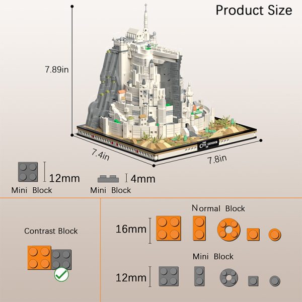 Minas Tirith White City Street View Assembly Model - Image 6