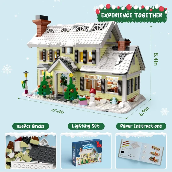 Building Blocks Christmas Snow Village House - Image 3