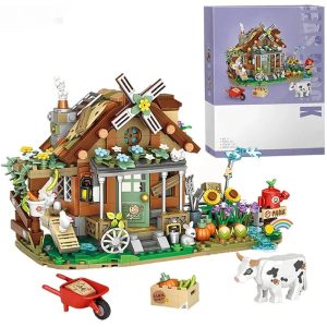 Building Blocks Set Country Windmill Cabin Model