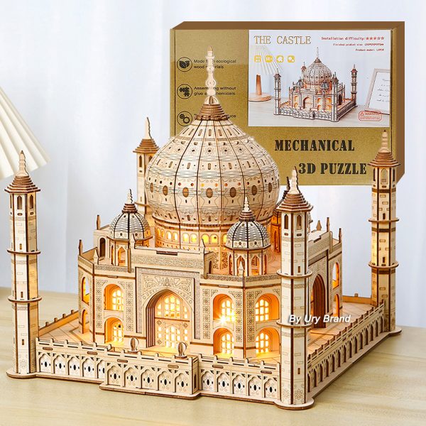 3D Wooden Puzzle House: Royal Castle & Taj Mahal with Lights