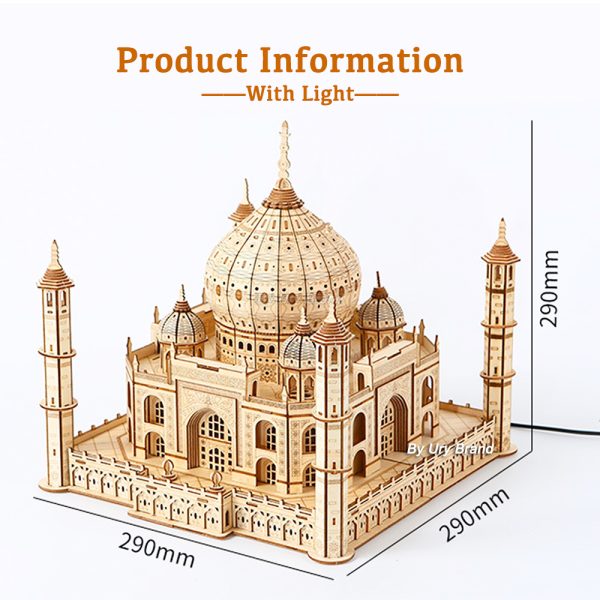 3D Wooden Puzzle House: Royal Castle & Taj Mahal with Lights - Image 3