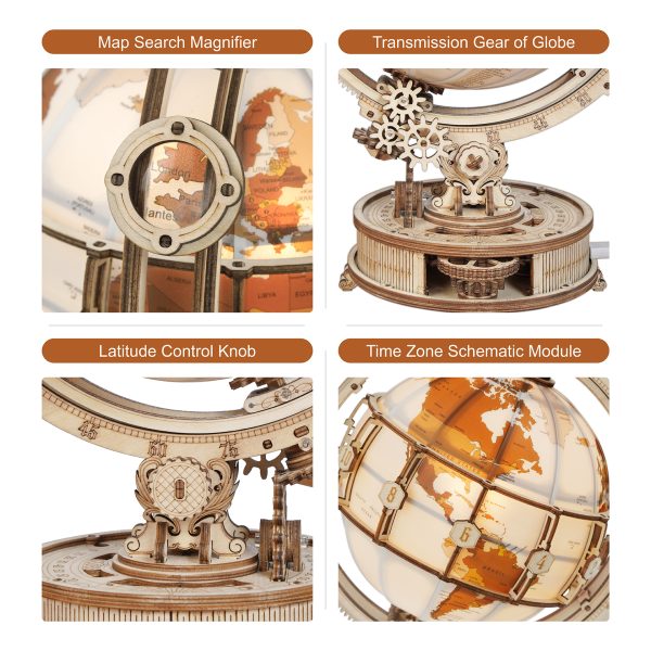 Wooden Globe Lamp 3D Puzzle Home Decor