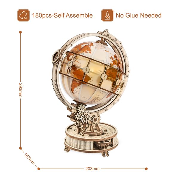 Wooden Globe Lamp 3D Puzzle Home Decor - Image 4