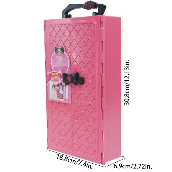 Dollhouse Furniture: Portable Doll Wardrobe Closet for Barbie - Image 4