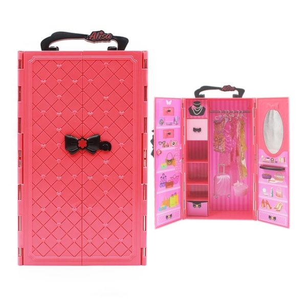 Dollhouse Furniture: Portable Doll Wardrobe Closet for Barbie - Image 7