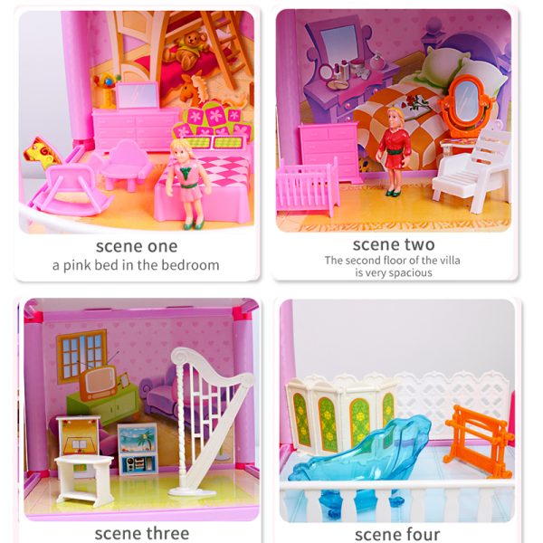 Doll House with Miniature Furniture Garage - Image 3