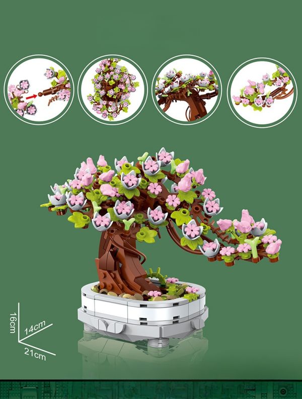 Cherry Blossom Bonsai Tree 462PCS Creative Building Block Set - Image 4